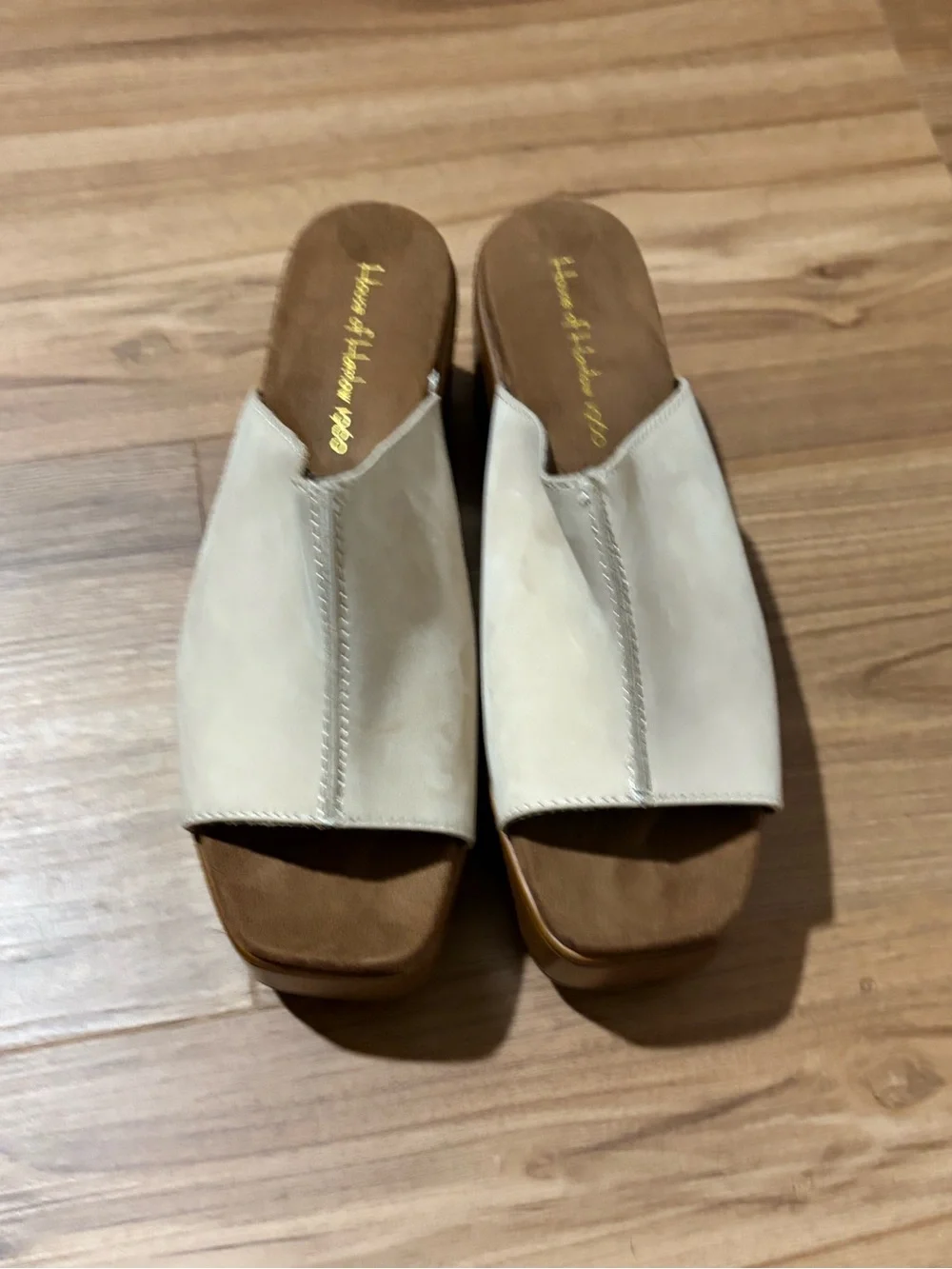 House of Harlow 1960 Griffin Ivory Platform Mule Heels